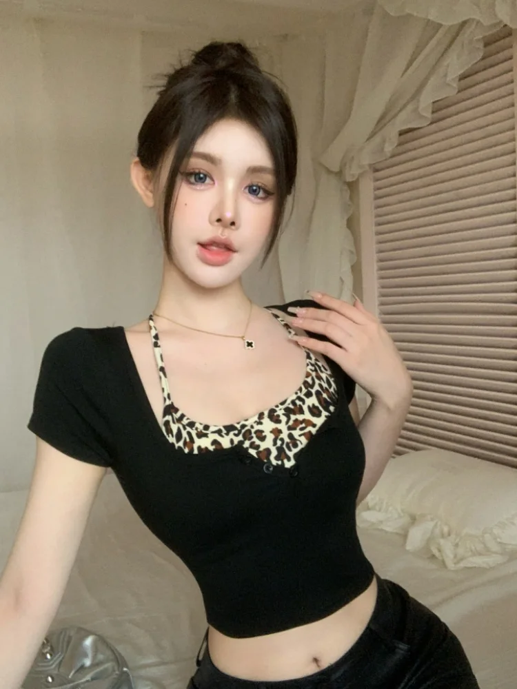 

Облегающая футболка ort Sve, женская летняя новая футболка Sle Pure Desire Spicy Girl Ne с подвесным ремешком, универсальный топ из двух предметов