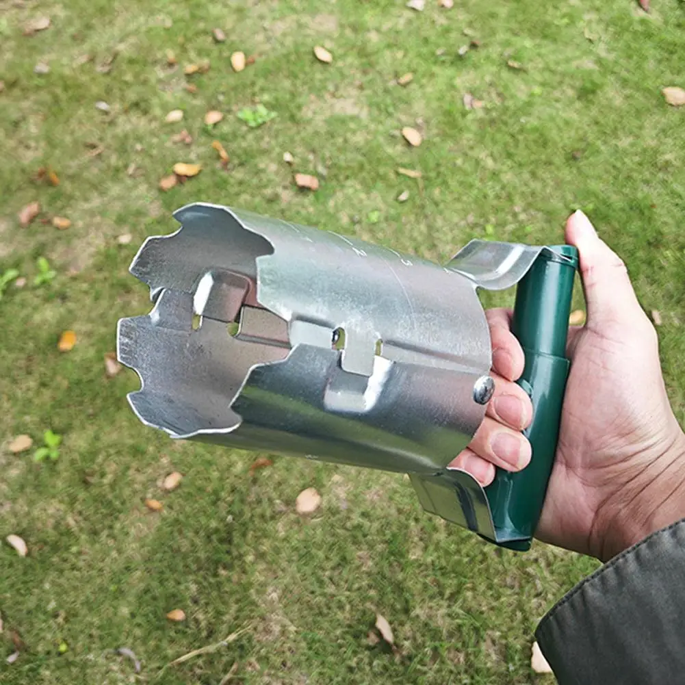 Heavy Duty Metal Seedling Planter Plastic Handle Gardening Hole Puncher Tool Manual Plant Transplanter for Flower Succulents