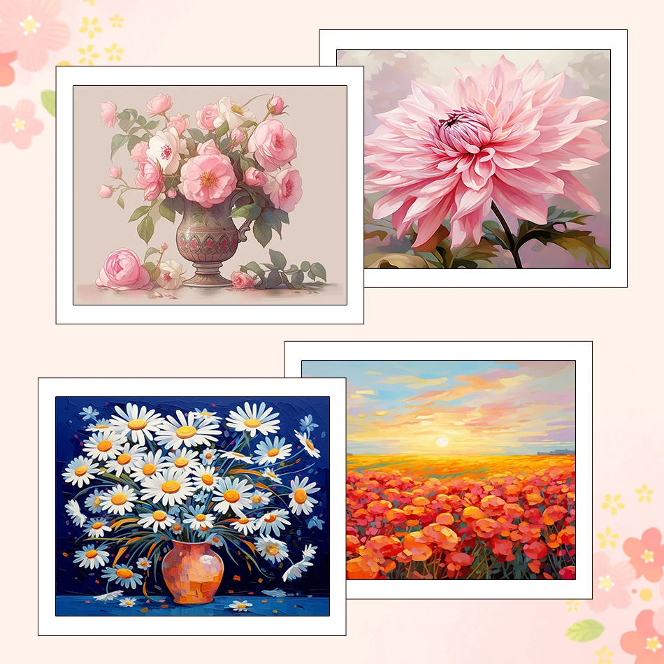 

RUOPOTY Paintings For Painting By Numbers Flowers Acrylic Paints Diy 40X50cm Picture Drawing On Canvas Wall Art Artwork Oil Art