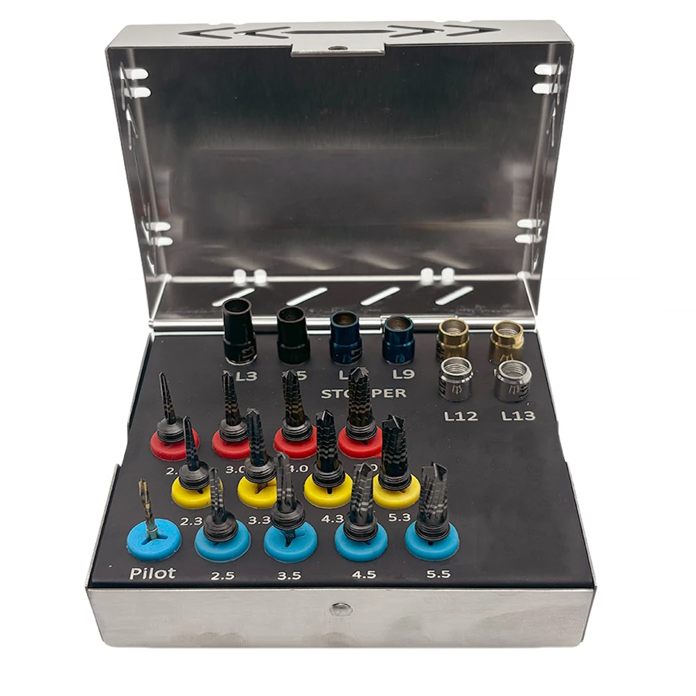 21 Pcs Dental Implant Osseodensification Drill Kit Stopper Included Surgical Burs For Bone Density Augmentation