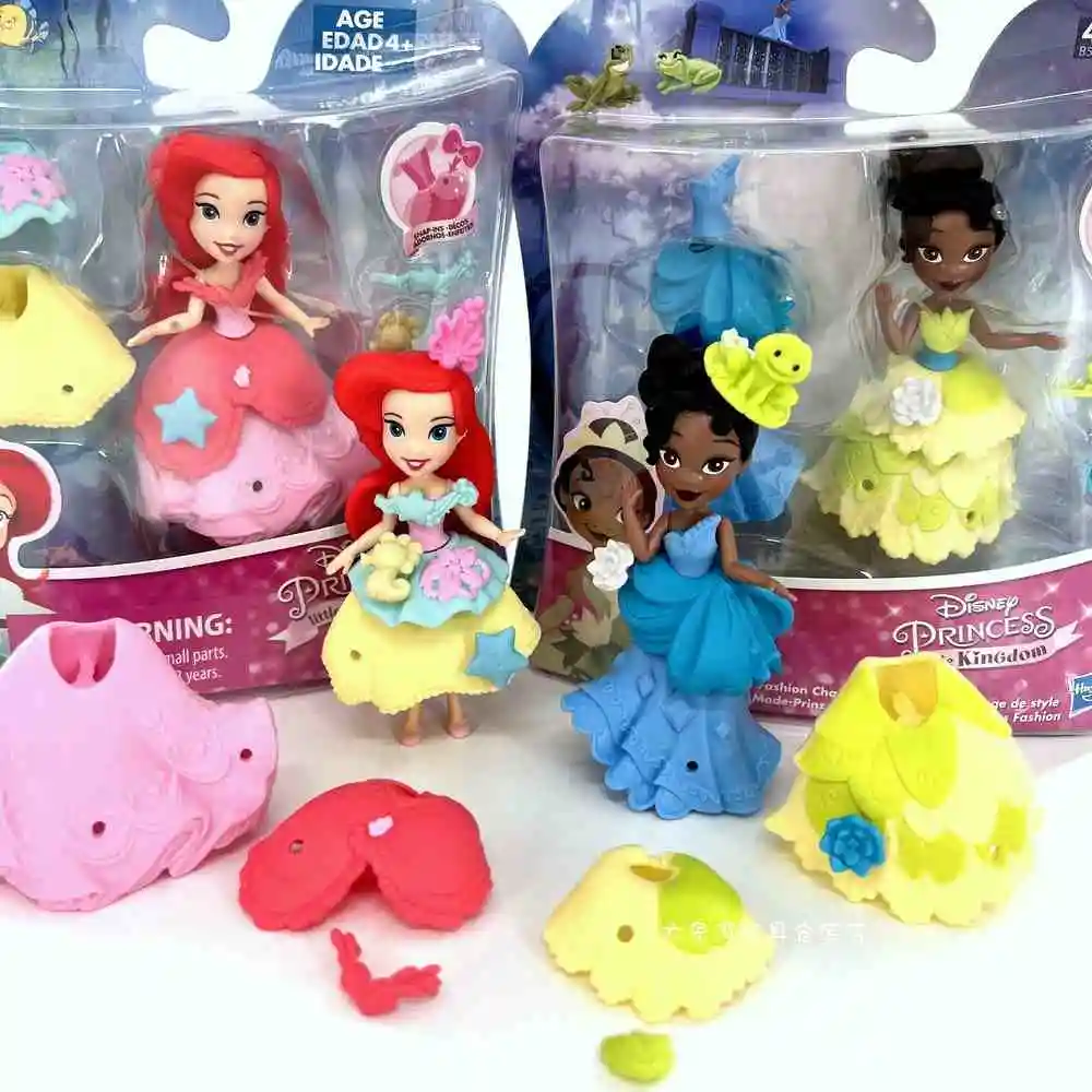 

Disney Anime Figurine Model Girl's Toys Fairy Princess Mermaid Tiana Dress Up Doll Cake Decoration Ornaments Children's Gift