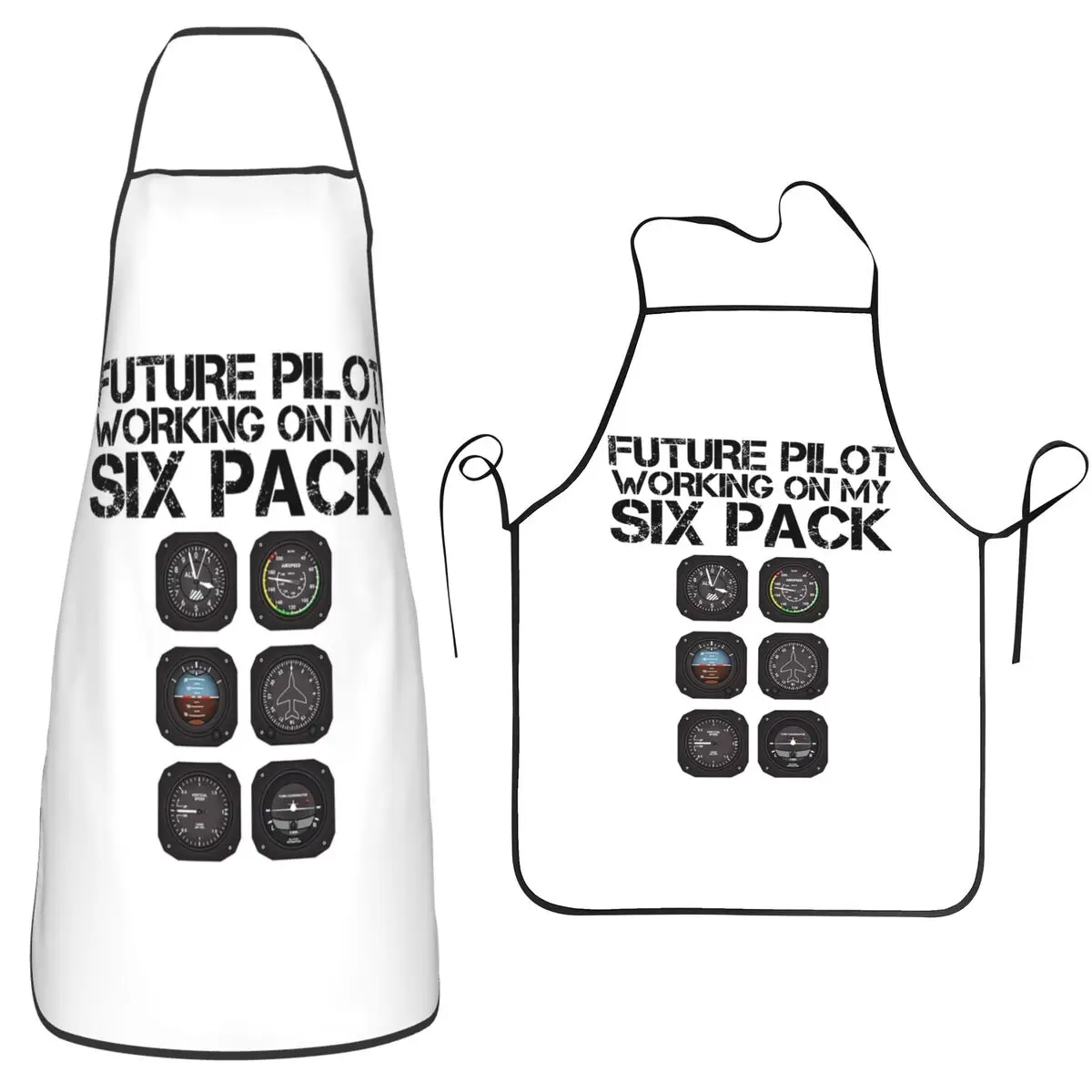 Pilot Top Airplane Six Pack Flight Instruments Apron Chef Baking Tablier Bib Kitchen Cleaning Pinafore for Women Men Painting