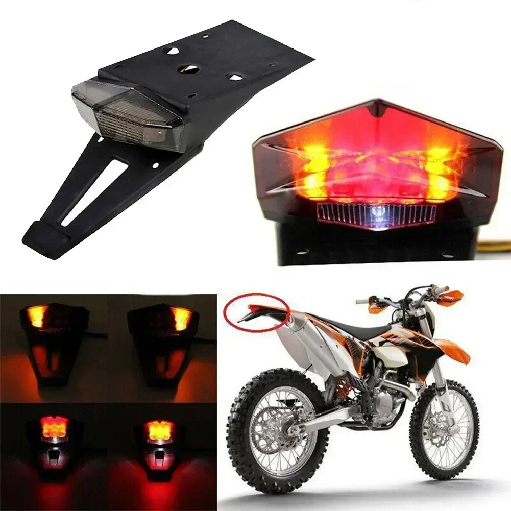 Motorcycle Dirt Bike Rear With Brake Stop TailLight Motocross Enduro Mudguards Tail Light 12V-15V