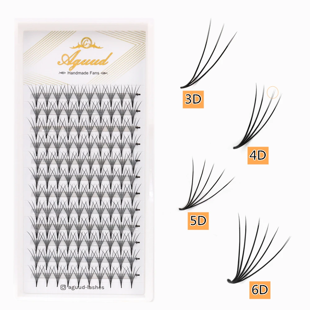 

AGUUD New Ellipse Flat Camellia Premade Volume Lashes Fans 3D 4D 5D 6D Dark Black Split Tips Flat Lash Extension Cluster