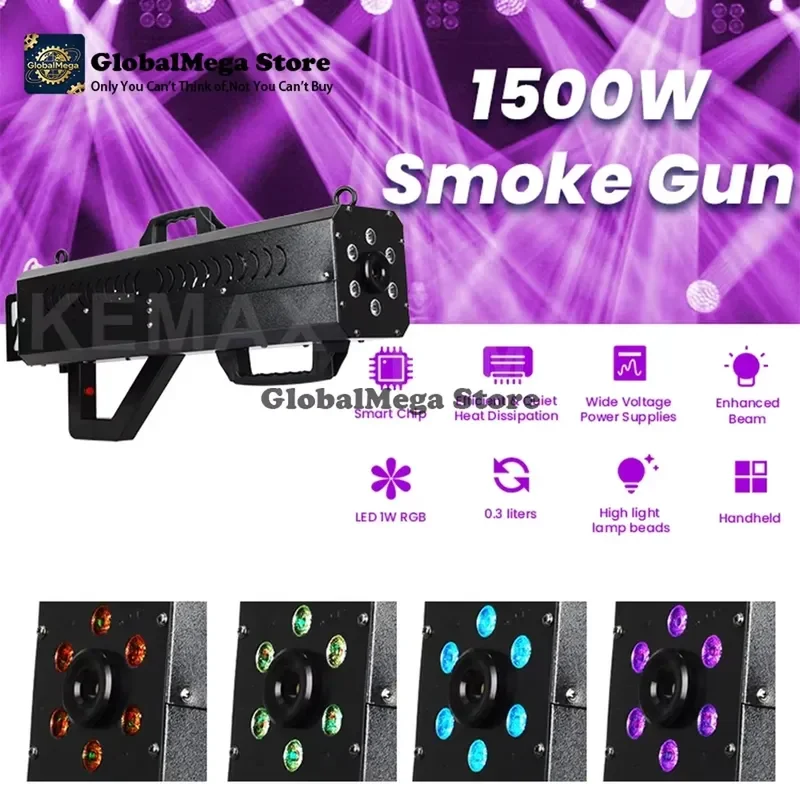2026 Latest 1500W RGBW LED Smoke Handheld Fog Machine for DJ Disco Stage Wedding Club Event Party Portable Cold Fogger