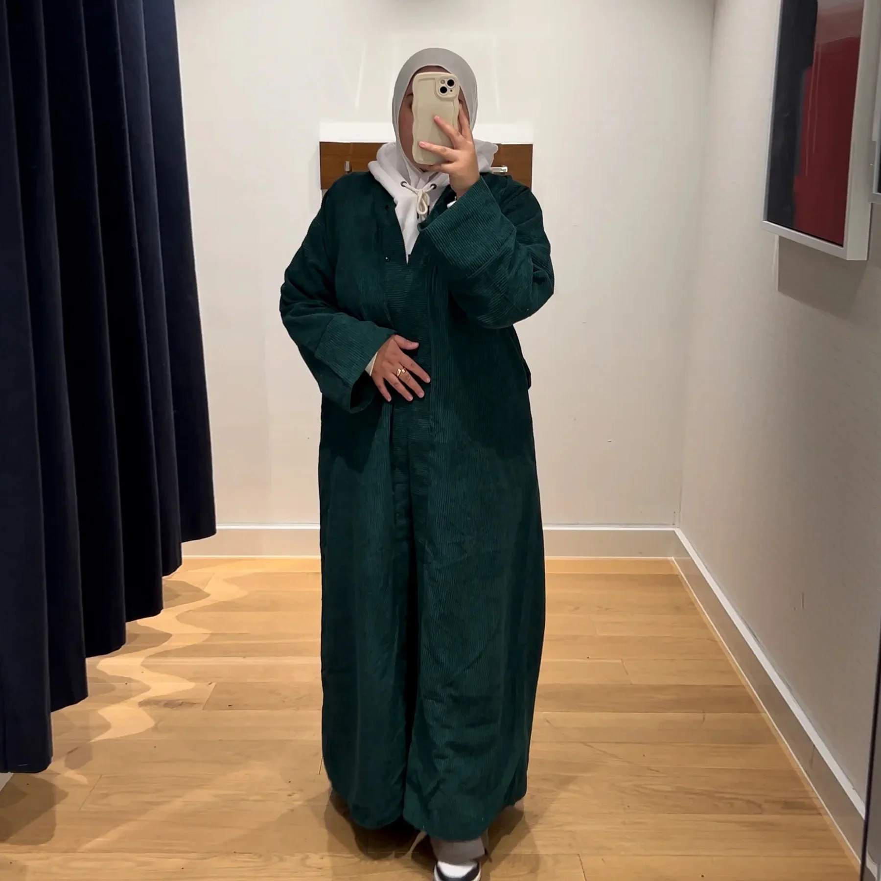 Corduroy Winter Thick Open Abaya Cardigan Dubai Luxury Warm Muslim Dress Plain Abayas for Women Turkey Islamic Clothes Kaftan