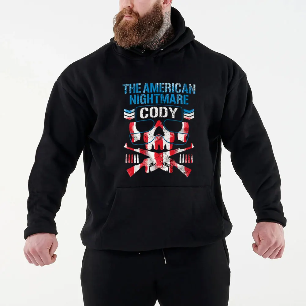 2024 Men's Fighting Fans Famous Wrestler Cody Rhodes Black Hoodie Street Leisure Sports Pullover