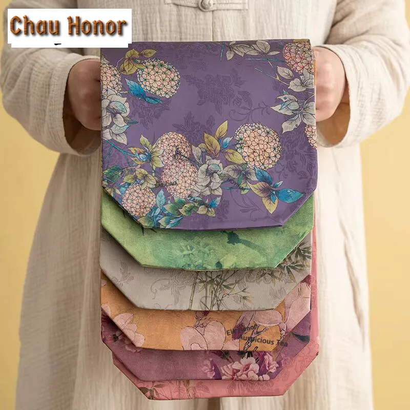 Double Sided Gambiered Gauze Flower Tea Table Mats Traditional Drink Coaster Dinner Table Cloth Mat Tableware Cloth Decoration