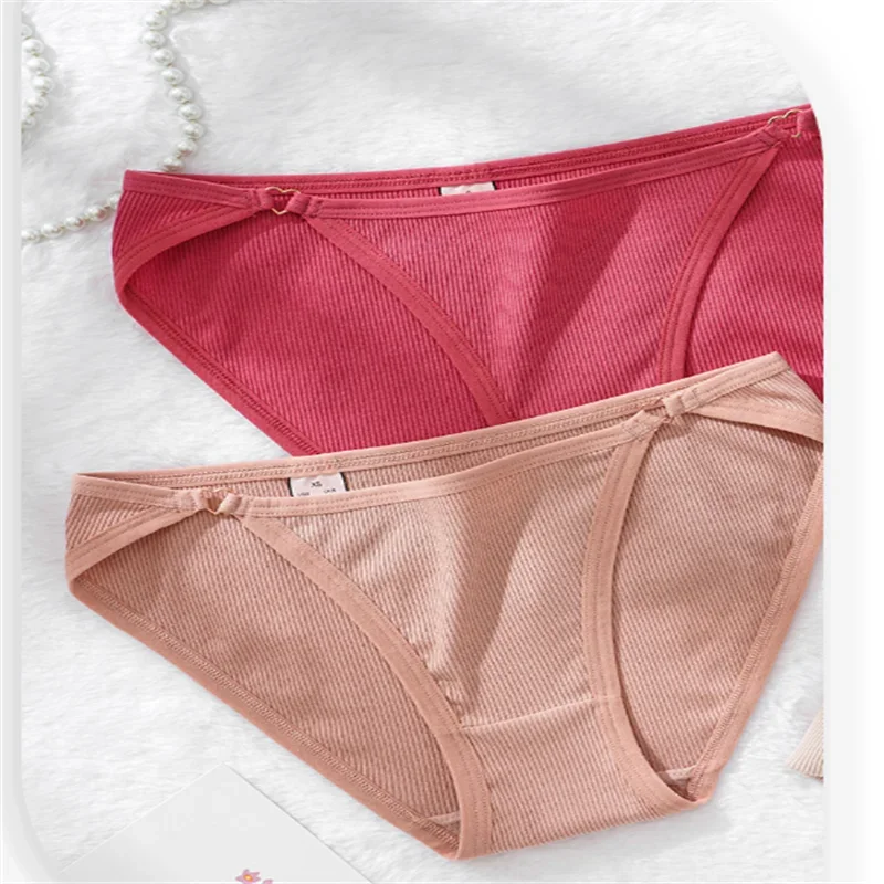 7PCS/SET Women Cotton Panties Women Sexy Low Rise Briefs Female Breathbale Underwear Button Design Pattern Soft Lingerie