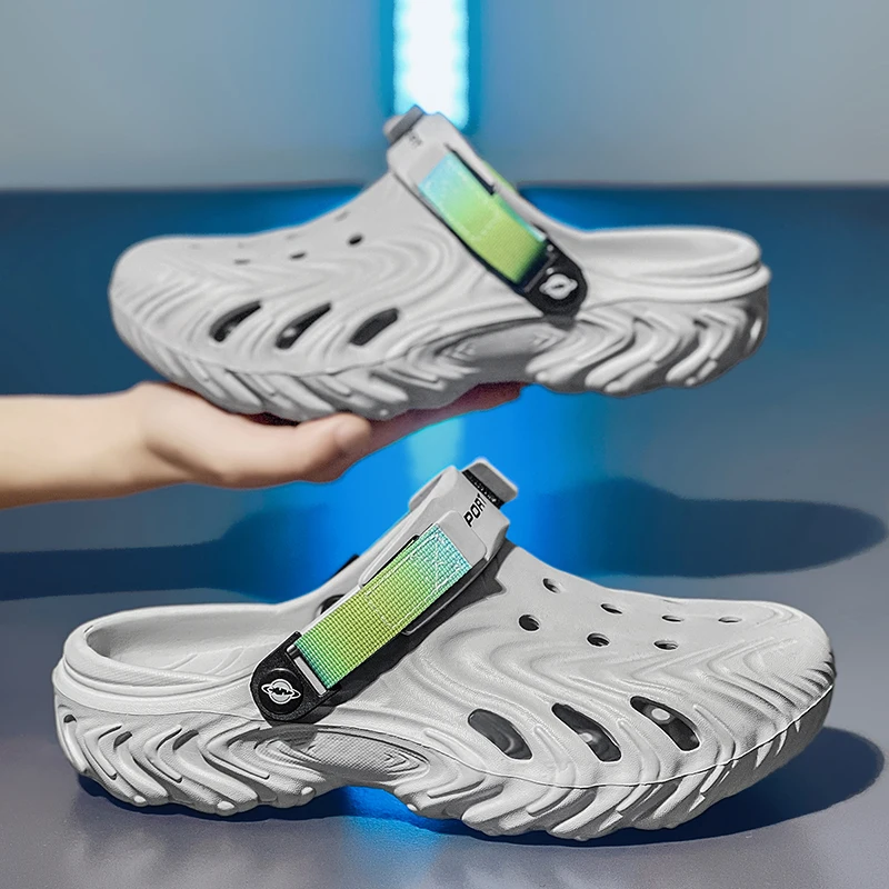 

Мужские садовые сандалии-клоги на толстой подошве, модные повседневные спортивные сандалии, летние новые шлепанцы для активного отдыха, домашняя обувь