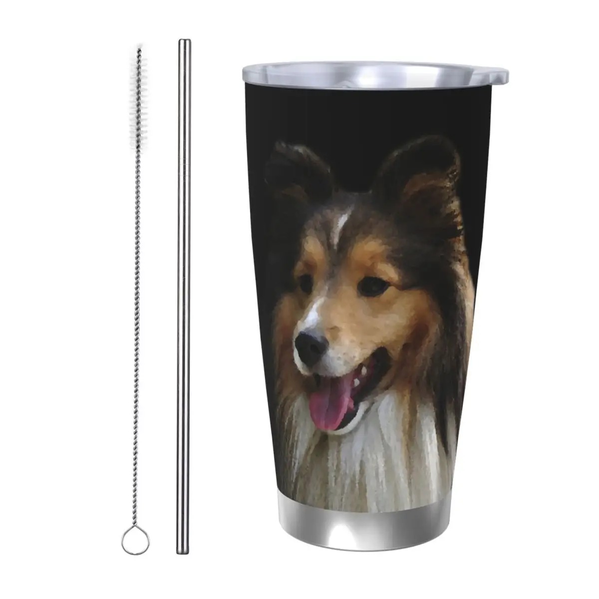

Sheltie Dog стакан из нержавеющей стали с вакуумной изоляцией, термохолодные чашки, соломинка с крышкой, 20 унций