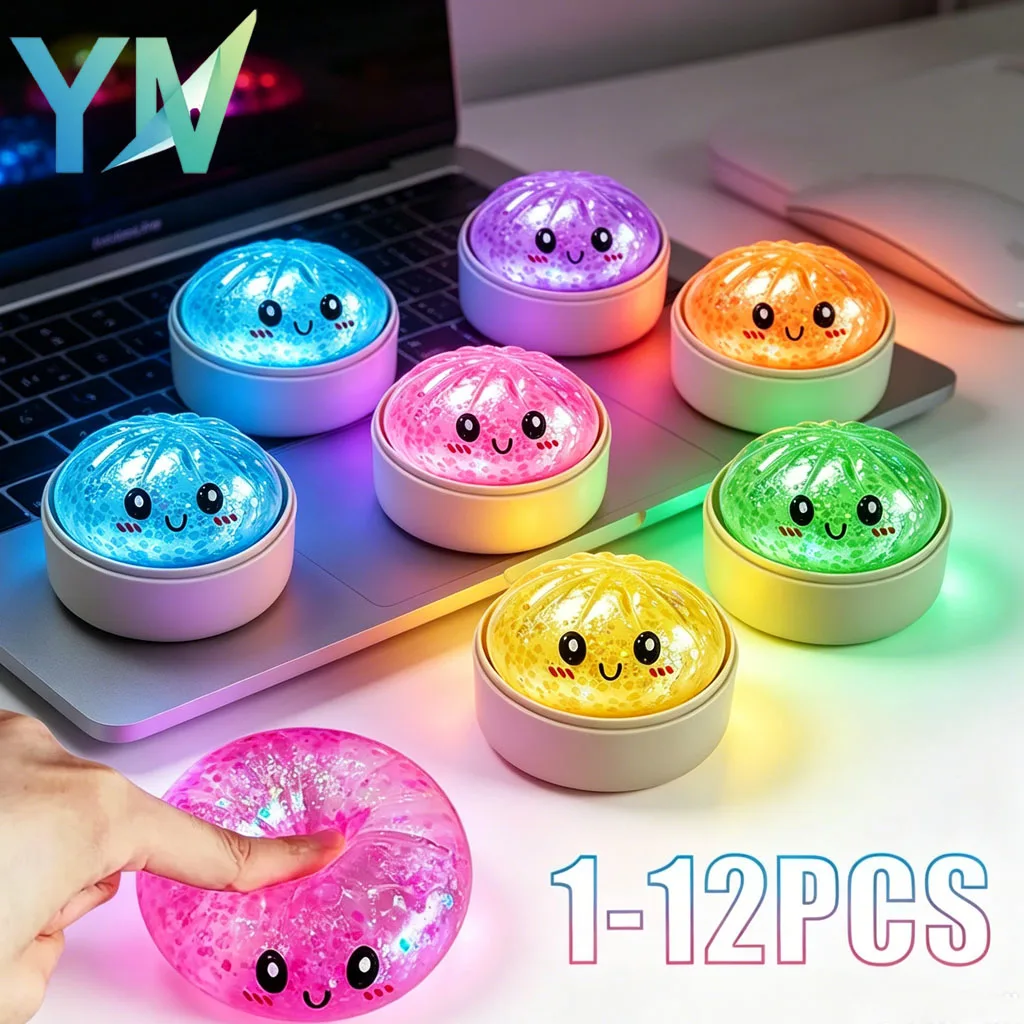 1-12PCS Realistic Steamed Bun Squeeze Toy Cartoon Expression Soft Slow Rebound Anxiety Reliever for Office Home Party Favor
