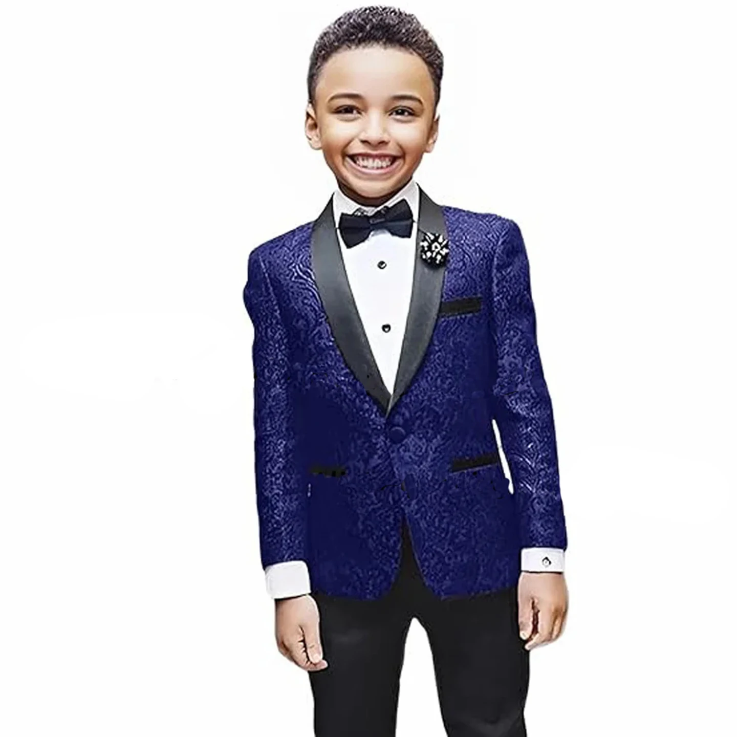طقم بدلة زفاف أنيق للأولاد مع طية صدر السترة السوداء بدلة مكونة من قطعتين للأطفال الأولاد من عمر 3 إلى 16 سنة طقم بدلة سهرة للرجال