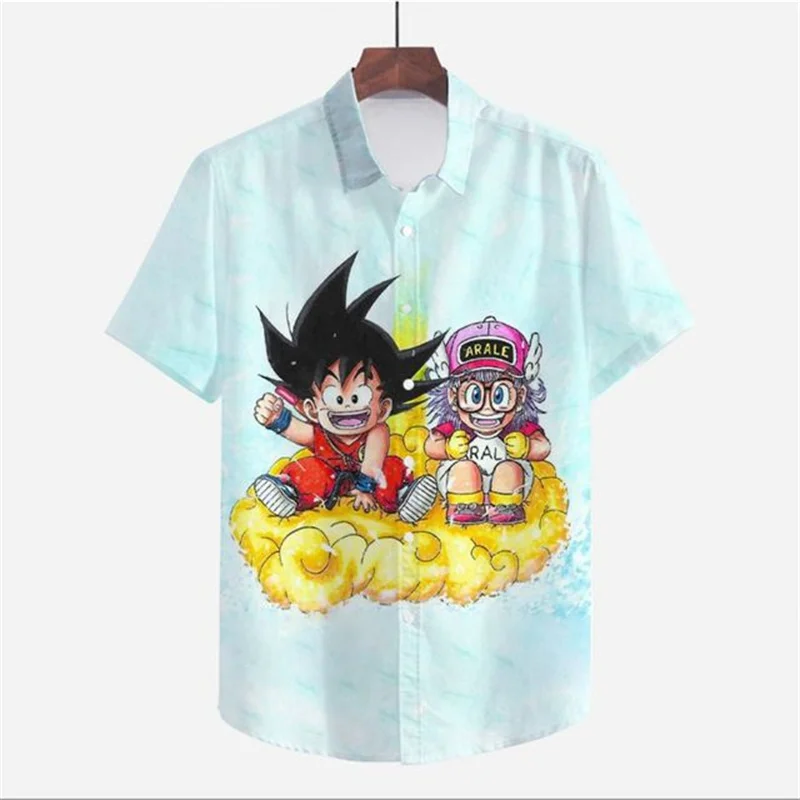 ชายเสื้อDragon Ball Z Y2kเสื้อผ้า 2025 สไตล์ชายหาดแขนสั้นSeaside Tripน่ารักHarajukuแฟชั่นSuper Saiya 5XLฤดูร้อน