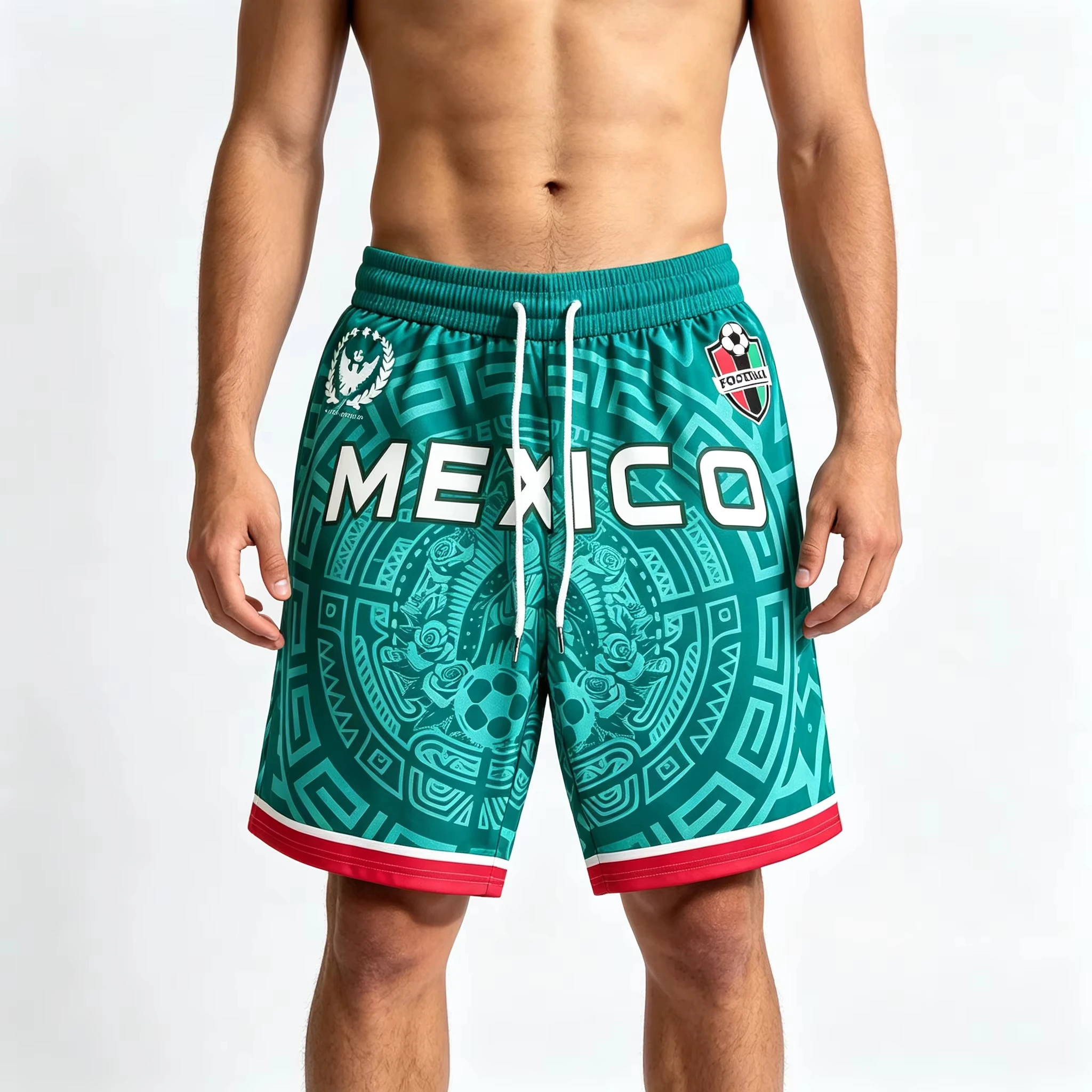 Men Mexico Style Soccer Graphic Shorts Casual Football Short Pants Ideal for Sports, Street, Daily & Hangouts, Holiday Shorts