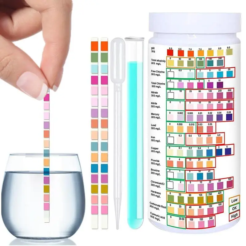 

16-in-1 Water Quality Test Strips Drinking Water Test Kit 50 Strips For Swimming Pool Spa Center Home Water Test Strips Paper