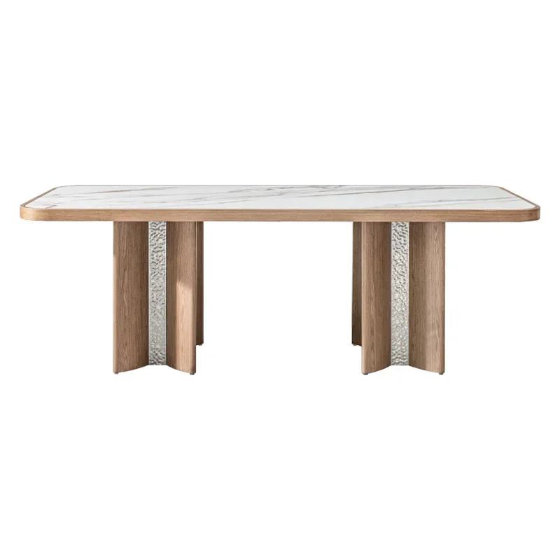 Modern wind rock slab dining table home high-end 2.2 meters eating table light luxury restaurant furniture dining