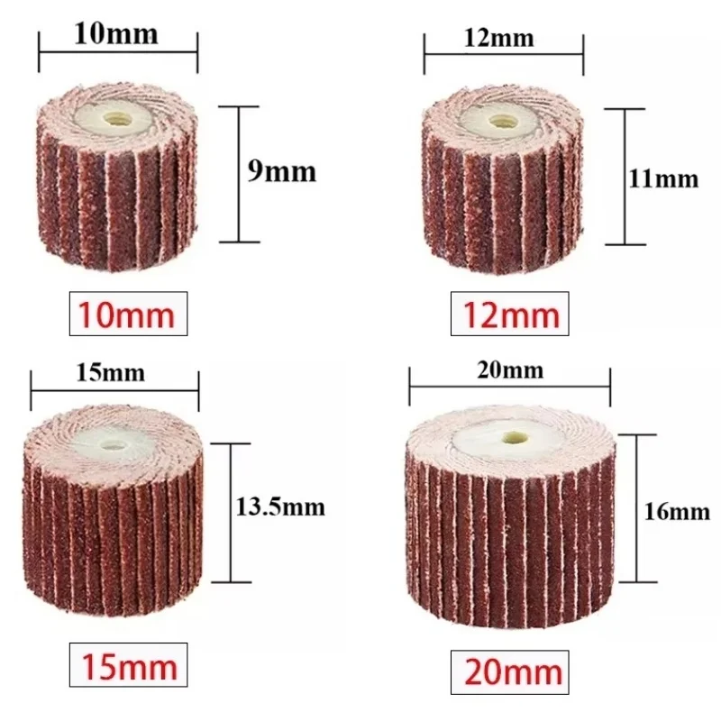 12pcs Sanding Flap Set with 3mm Shank Grinding Wheel Head Sander Abrasive Tools Sandpaper Rust Removal for Dremel Rotary Tools