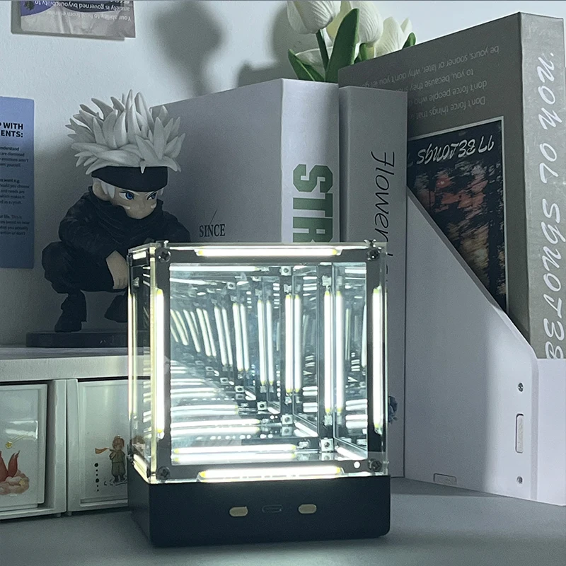 4D Hypercube LED Night Light DIY Wireless Table Lamp for Gamer Room Decor  Acrylic Cube Desk Ornament  Action Figure Display Box