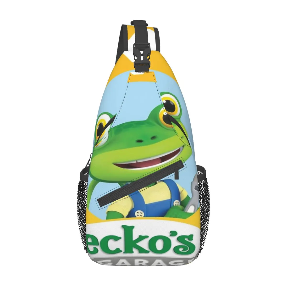 Geckos Garage Kids Gecko\'s Gg-Bolso de pecho de felicitación moderno con cremallera, bolsa de malla cruzada escolar, multiestilo