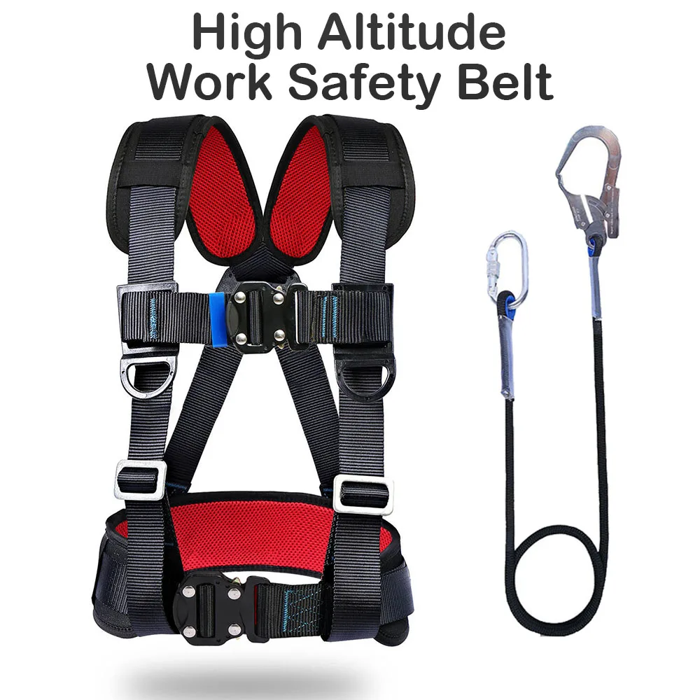 High-altitude Work Safety Belt Three Point Harness Safety Ropes Hook Outdoor Rock Climbing Electrician Construction Equipment