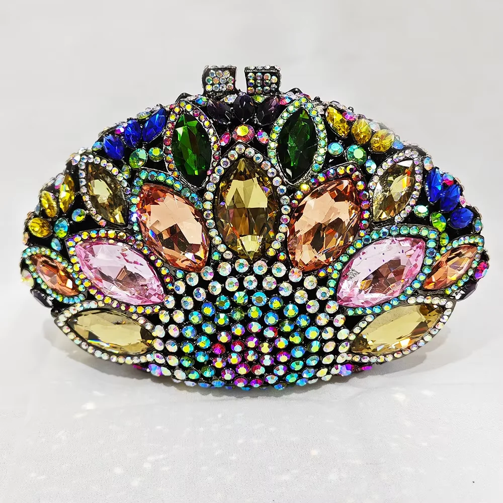

Big Rhinestone Evening Purses Handbags WHTUOHENG Women Crystal Bags Pink/Red/Green/Gold Clutch Money Wedding Purses Bags