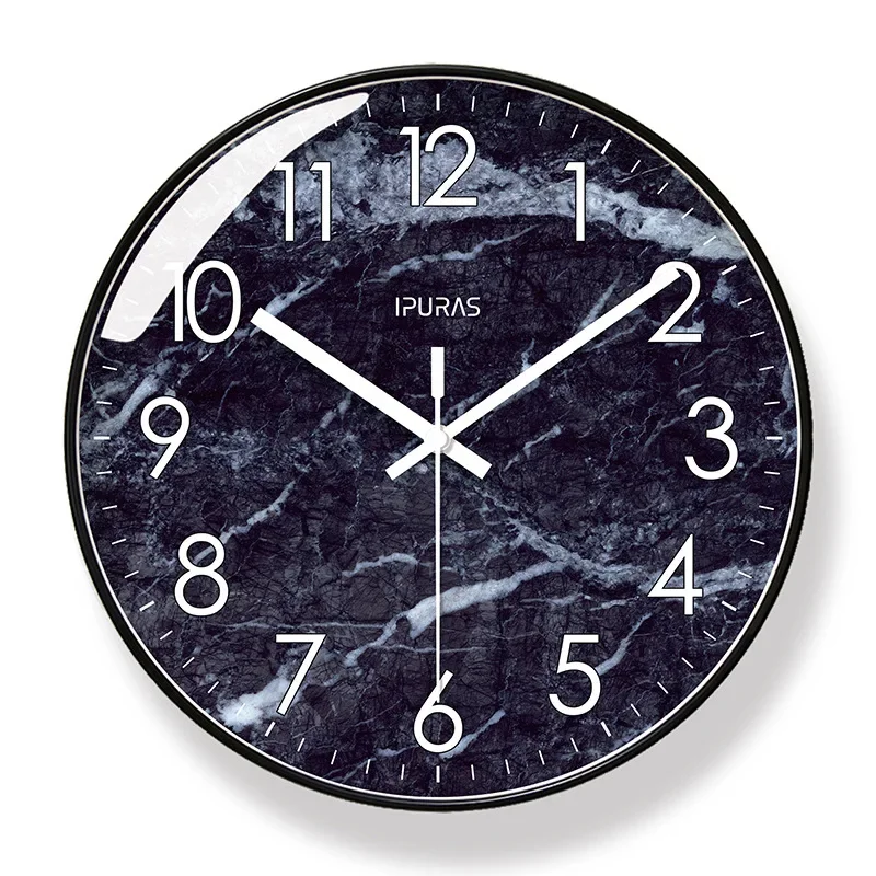 New 10/12/14-inch Marble Wall Clock Living Room Simple Nordic Fashion Home Hanging Watch Silent Sweep Second Quartz Clocks