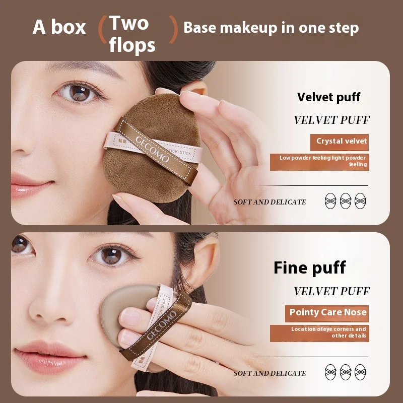 Beflocktes Puderquasten-Set für trockene und nasse Zwecke. Ultraweicher Q-Bullet-Make-up-Einstellschwamm, loses Puder, Luftkissen