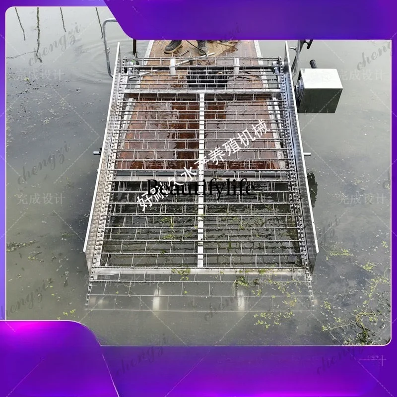 Water grass rolling machine Crab pond Shrimp pond Automatic water grass cleaning machine River mowing boat Water grass harvester