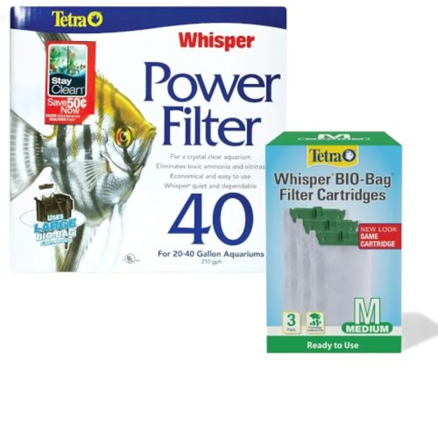 

Whisper Bundle Whisper 40 Power Filter and 3pk Medium Bio Bag Filter Cartridges