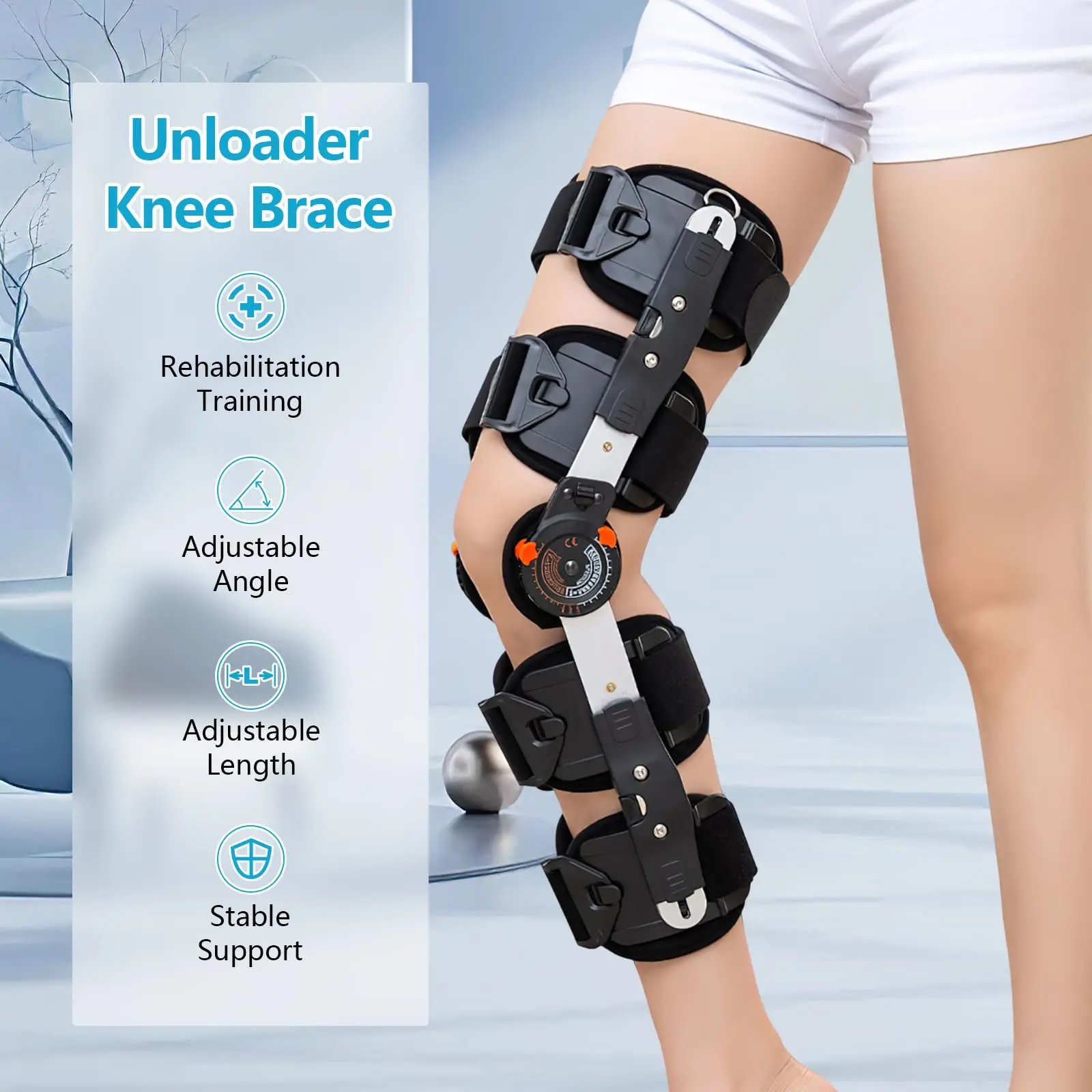 Unloader Knee Brace Hinged ROM Knee Brace Post OP Knee Immobilizer for ACL, MCL and PCL Injury, Orthopedic Rehab, Meniscus Tear