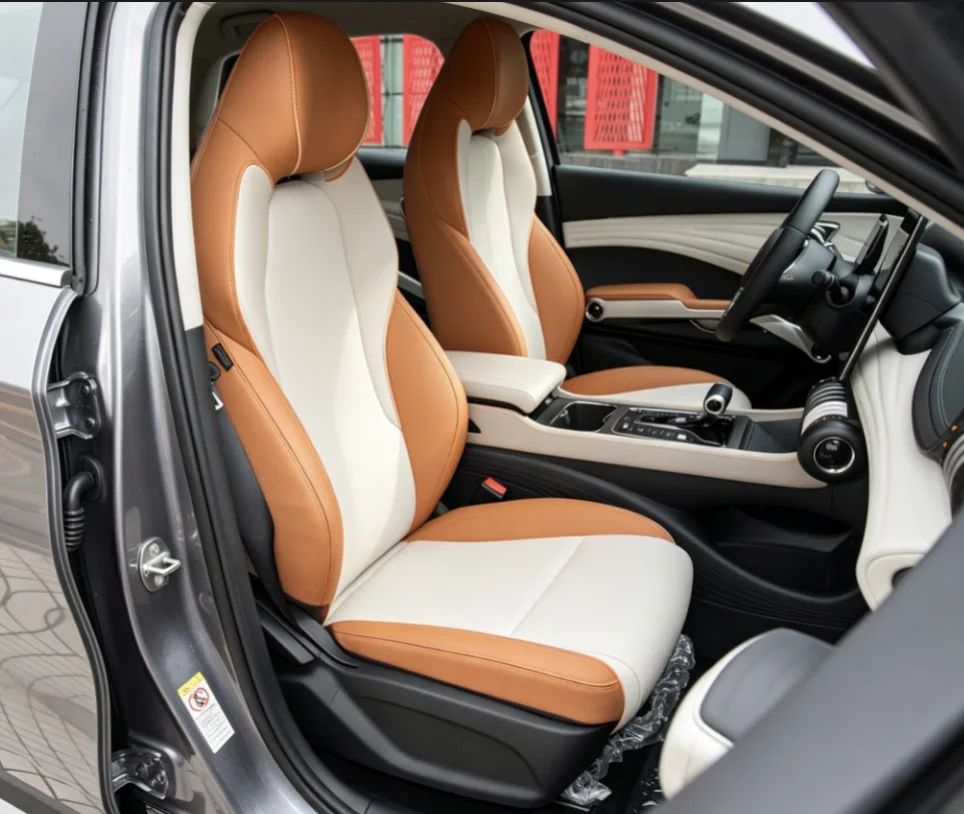 Für BYD Atto 3 2026 Maßgefertigte Autositzbezüge Luxuriöses Nappaleder 100% Passgenau Innenraumzubehör 360 ° Vollständige Abdeckung – Detail 3