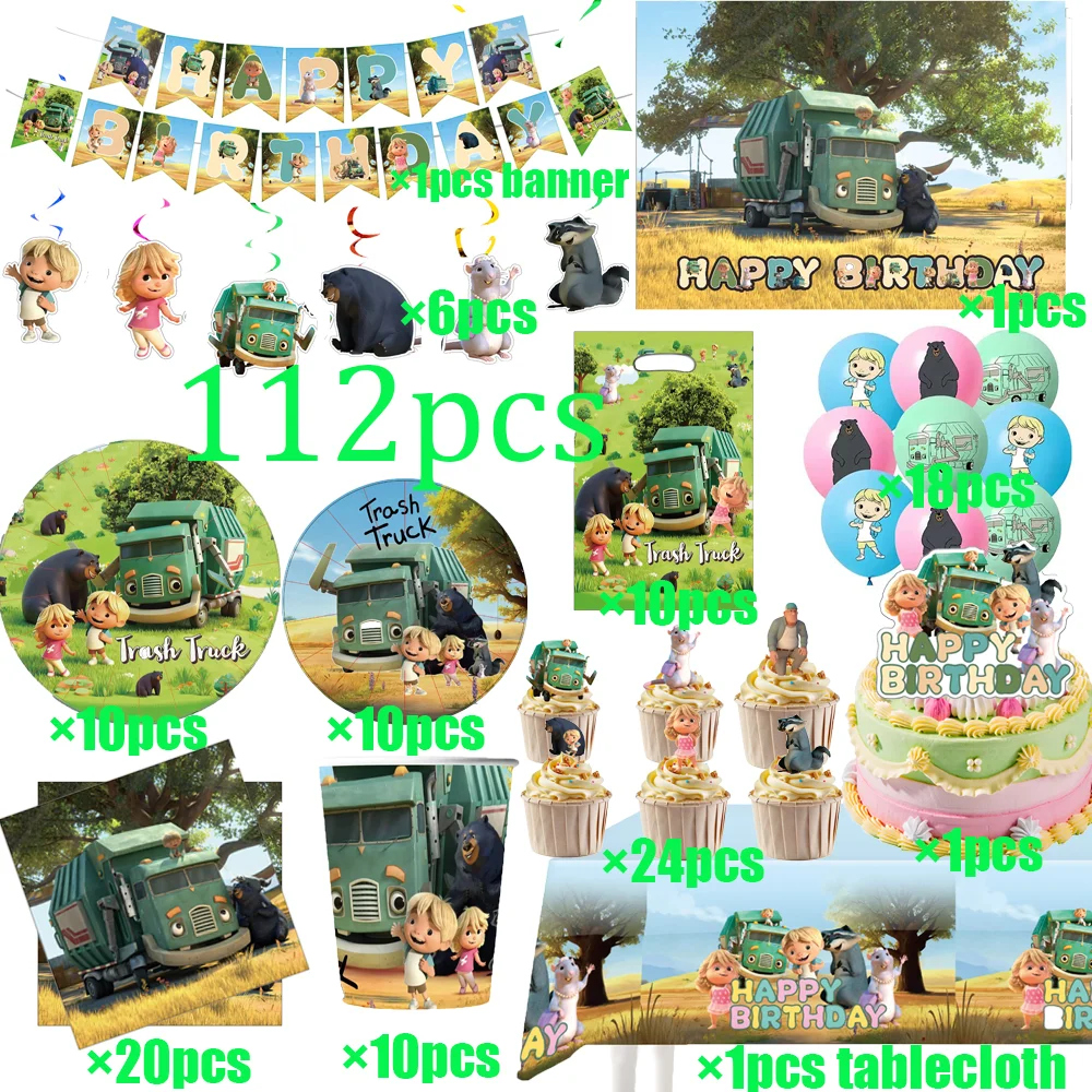 Hanked And Trash Truck Birthday Party Decoration Supplies Tableware Napkin Caketopper Balloon Backdrop Party Favors Baby Shower