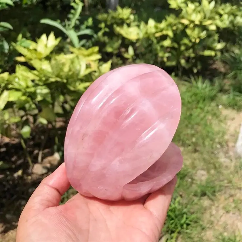 Conchas de cuarzo rosa Natural de 9,5 CM, tallado de cristal, piedra de energía curativa, decoración del hogar, adornos Fengshui, regalo, 1 piezas