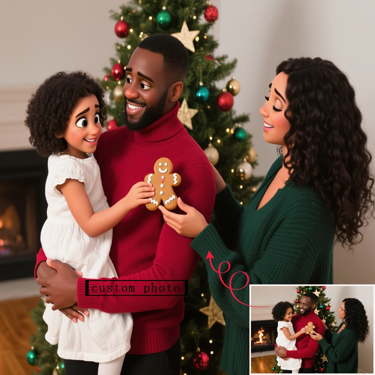 

Custom Cartoon Style Portrait from Photo Personalized Cartoon Christmas Gift for Couples Family Kids - Unique Wall Art Poster