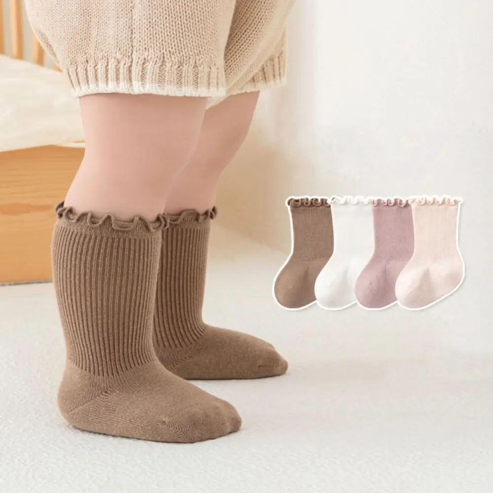 6Pairs Fashion Ruffle Baby Cotton Socks Breathable Cute Short Tube Socks Autumn Spring Mid-calf Toddle Sweet Socks Children