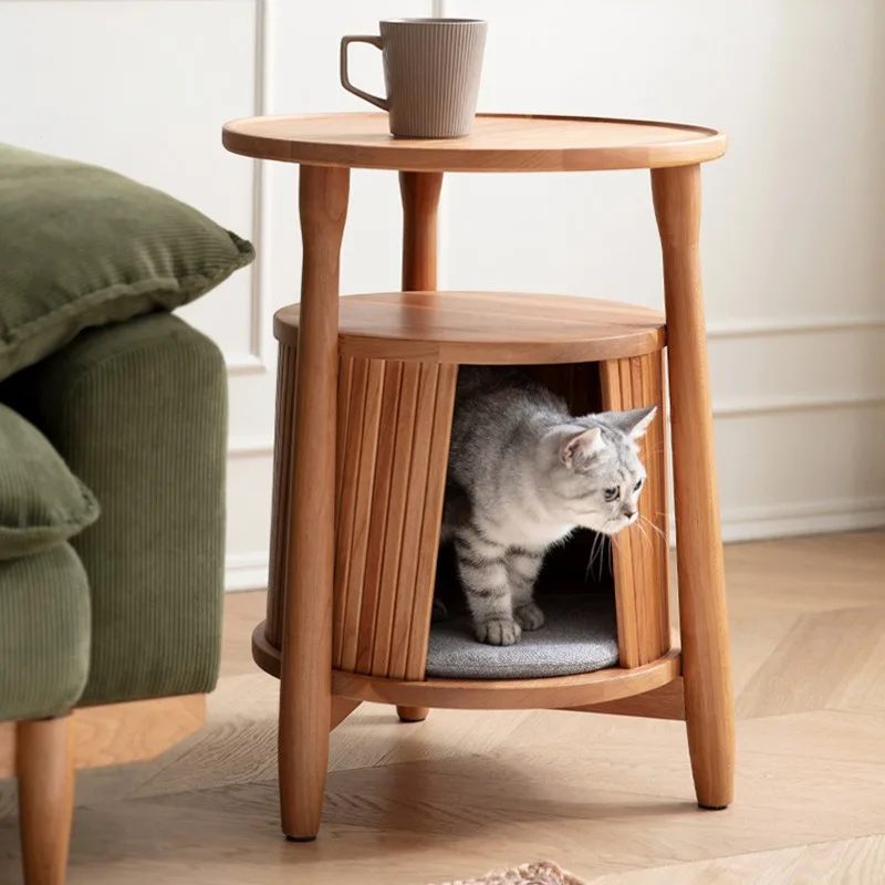 Solid wood cat few living room small side few wooden coffee table balcony small table corner few Nordic 2