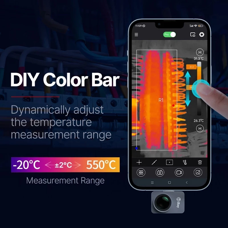 InfiRay Shrimp Pro Cycleur thermique pour téléphone, test industriel de circuit PCB, température du tuyau de chauffage au sol, caméra infrarouge,