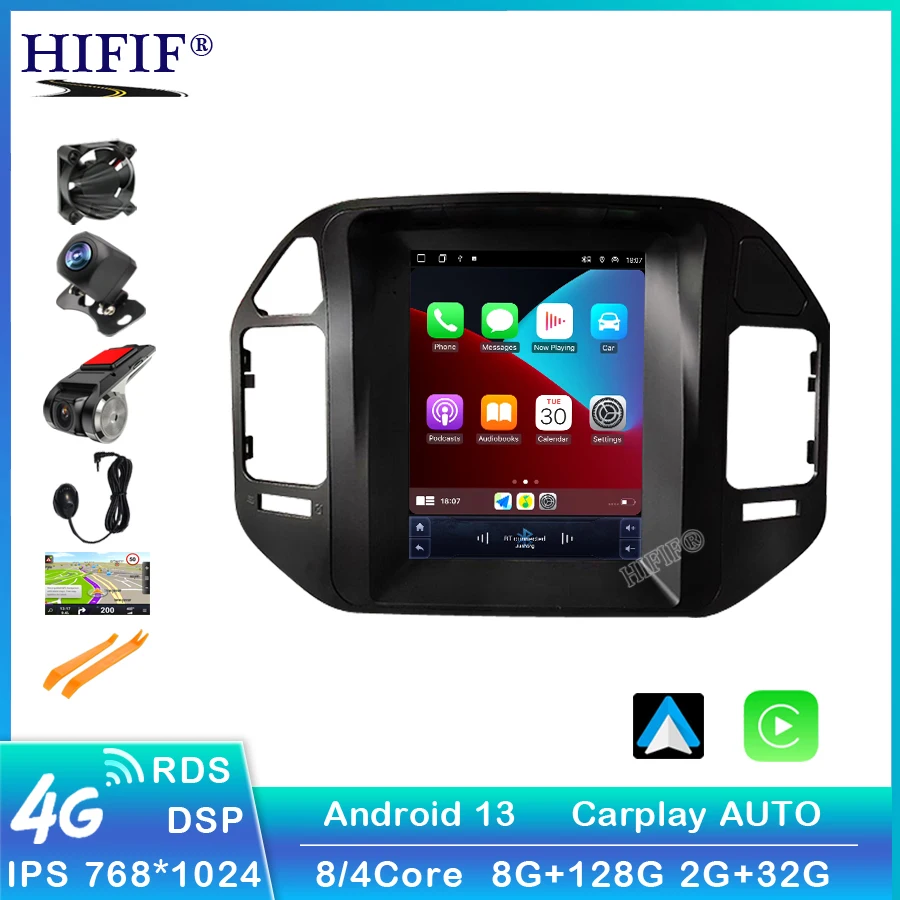 2 Din Android 13 Car Radio Multimedia Video Player For Mitsubishi Pajero V73 2004-2011 For Tesla Style Navigation GPS 4G Carplay