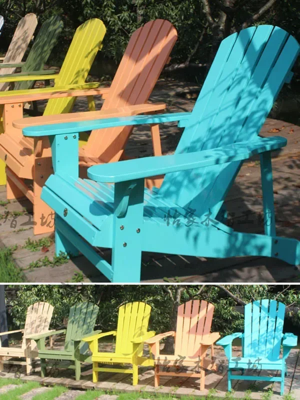 

Beach minimalist retro lounge chair, outdoor solid wood backrest balcony, natural wood garden, leisure European and American