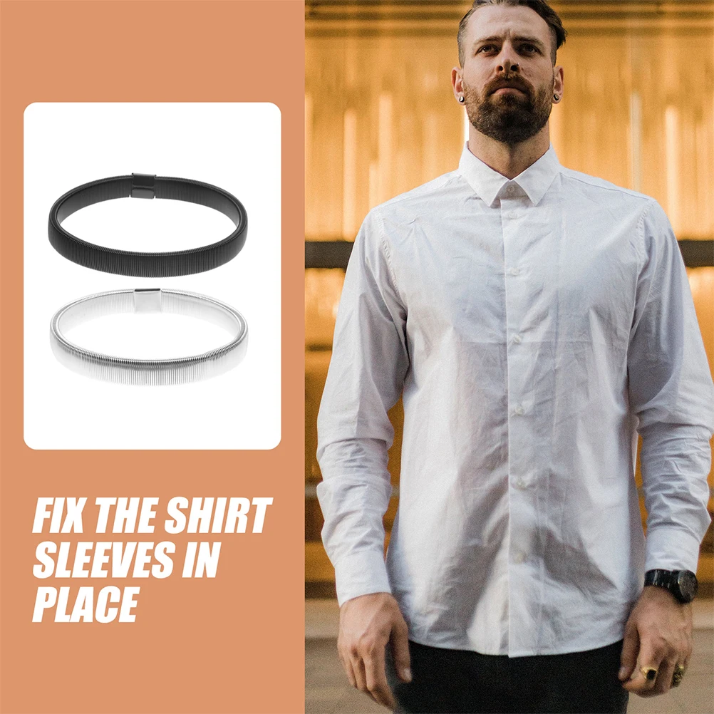 

4pcs Metal Elastic Arm Bands Non Slip Wrist Bracelets Durable Sleeve Holders Bartender Garters For Men Women Softball