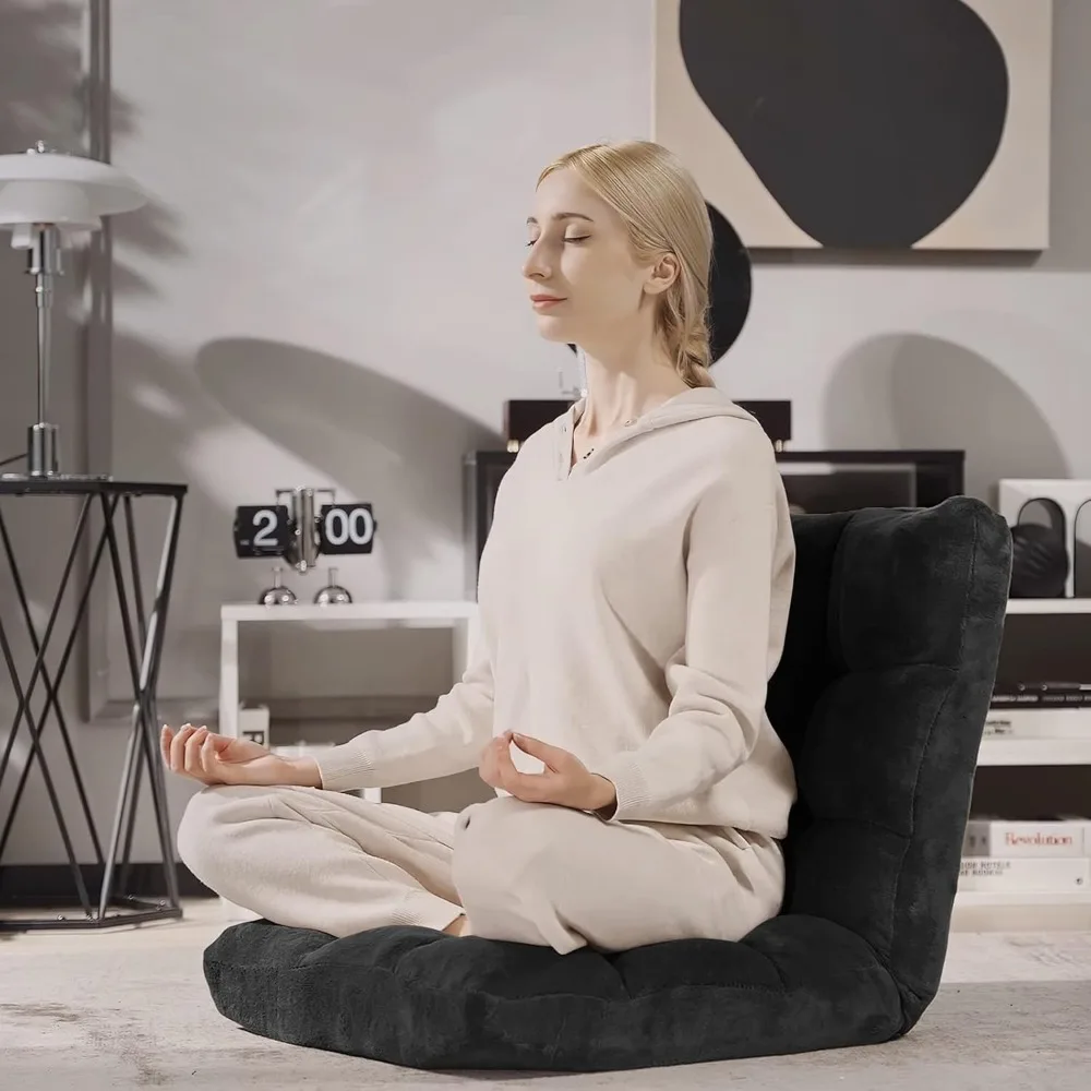 

Folding Floor Chair, with Back Support, 14 Adjustable Position, Padded Sleeper Bed, Couch Recliner, Floor Gaming Sofa Chair