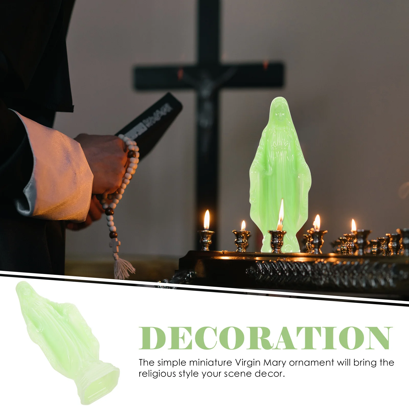 

Luminous Mary Statue Miniature Ornament Porch Living Room Desktop Catholicism Religious Decor Sculpture Night Glow