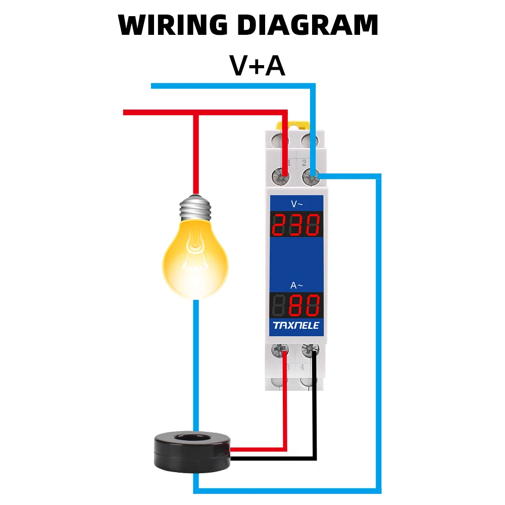 Din Rail 18mm Voltage Current HZ Meter AC 80-500V 220V 380V 100A Modular Voltmeter Ammeter LED Indicator Digital Volt Tester