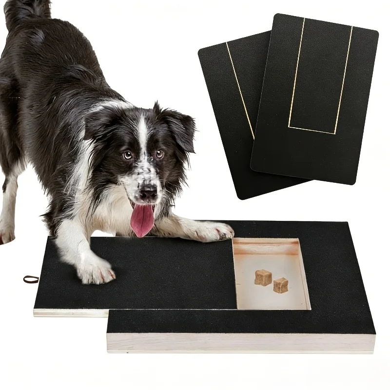Dog Nail Scratch Board with Treat Draw Dog Scratch Pad for Nails Durable Wooden Nail Filing Board with Treat Drawer