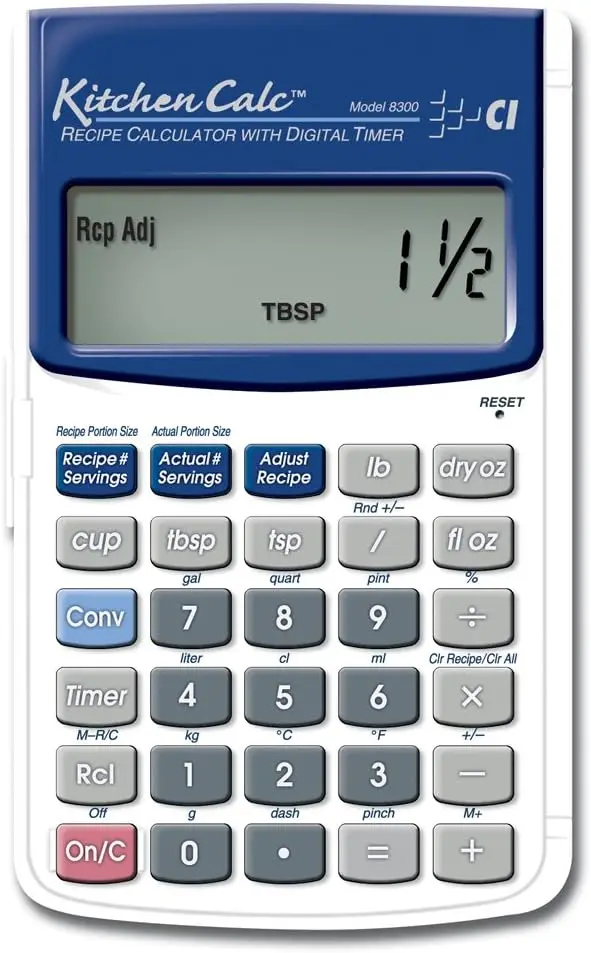 

Kitchen Recipe Conversion Calculator with Digital Timer for Chefs, Students, and Home Cooks | Scale Recipes Easily
