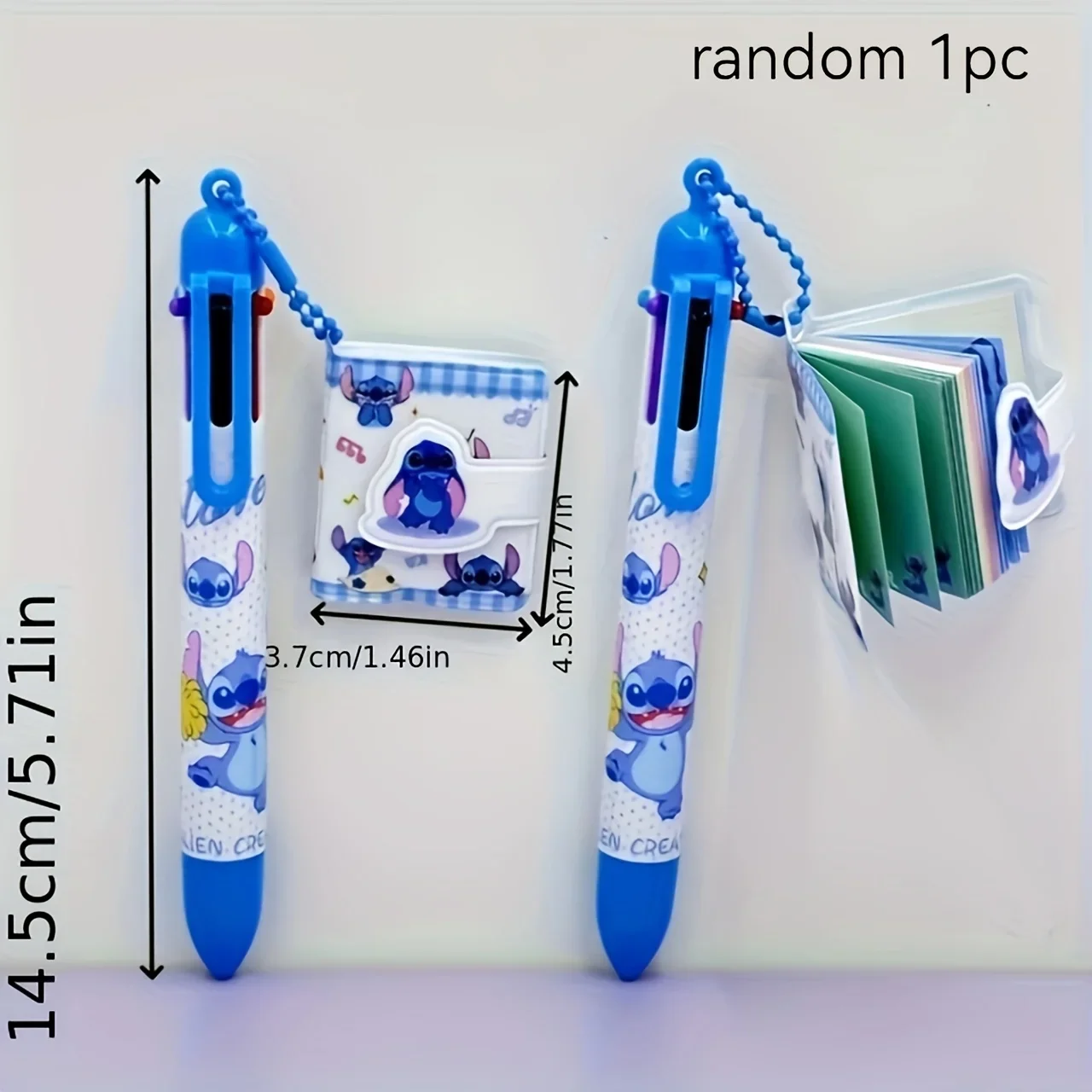 Random 1 Piece Stitch 6-Color Retractable Ballpoint Pen & Notebook Set, Convenient for Daily Note Taking