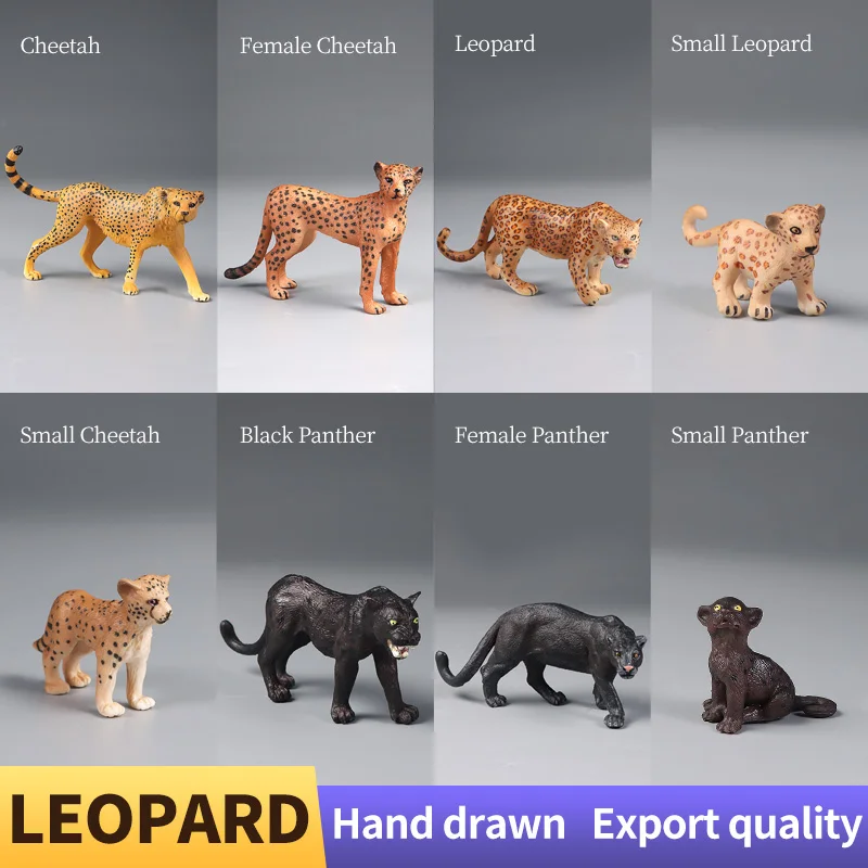 Juego educativo de figuras de animales salvajes simuladas, modelos de acción de guepardo y pantera negra para decoración infantil y regalo de aprendizaje