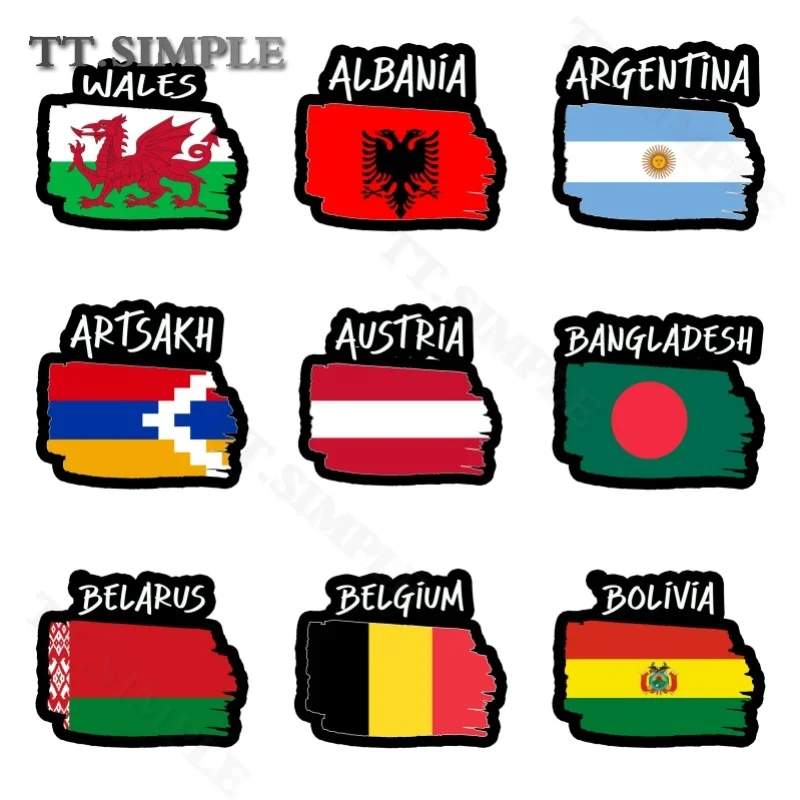 TT Global Country Flags Car Stickers Travel Memories Decal Pack for All Vehicles