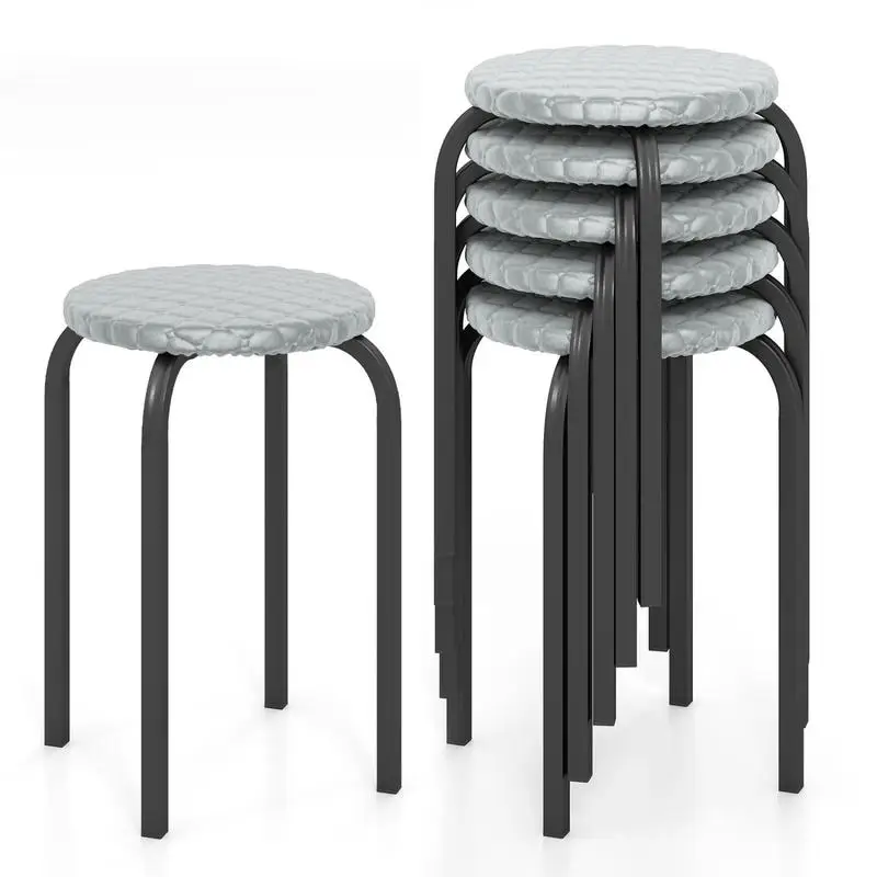 18 Inch Round Stackable Stools with Removable Washable Covers-Set of 6